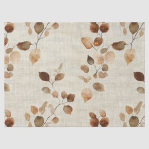 Rustic Earthy Leaves and Twigs Nature Pattern Tissue Paper