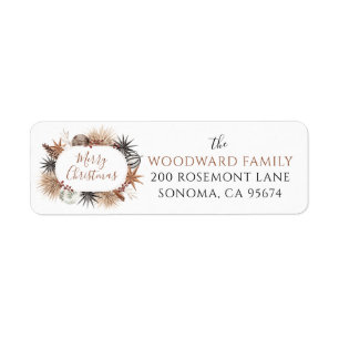 Rustic Earthy Merry Christmas Return Address Label