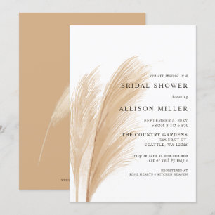 Rustic Earthy Neutral Boho Pampas Bridal Shower I Invitation
