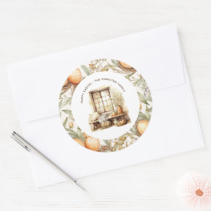Rustic Easter Beige Personalized Classic Round Sticker