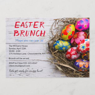 Rustic Easter Brunch Painted Eggs   Holidays Invitation