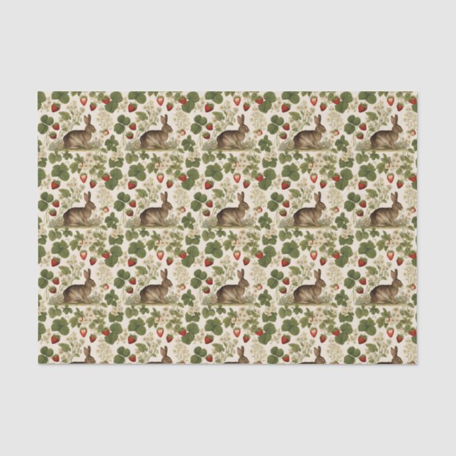 Rustic Easter Bunny Strawberry  Tissue Paper (Front)
