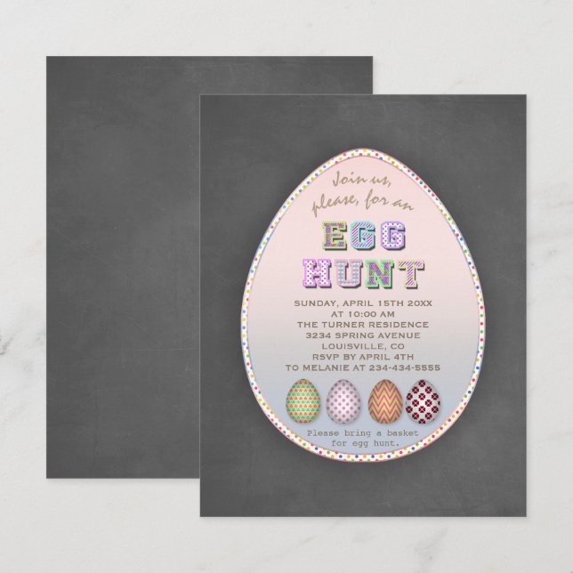 Rustic Easter Egg Hunt Party Chalk Invitation (Front/Back)