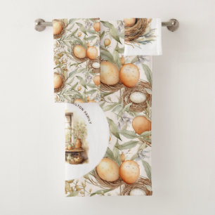 Rustic Easter Personalized Family Beige Bath Towel Set