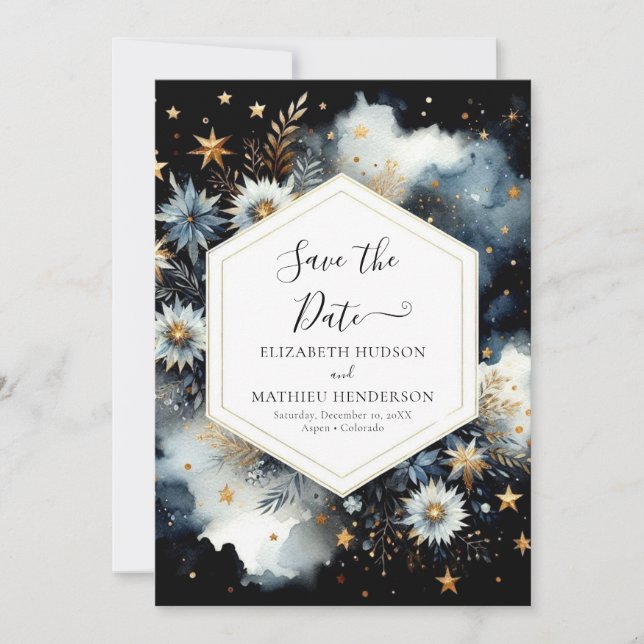 Rustic Editable Celestial Wedding Save The Date (Front)