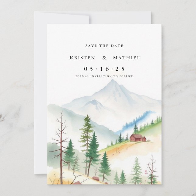 Rustic Editable Mountain Save The Date (Front)