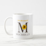 Rustic Editable Sunflower Bridesmaid Wedding Coffee Mug<br><div class="desc">A rustic modern editable brown and yellow with sunflower monogrammed cup. Move the sunflower to match your initial with modern classic typography. All the element's colours are editable, just click customize further and select the layer you want to change. Message me if you need assistance or have any special requests....</div>