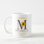 Rustic Editable Sunflower Bridesmaid Wedding Coffee Mug<br><div class="desc">A rustic modern editable brown and yellow with sunflower monogrammed cup. Move the sunflower to match your initial with modern classic typography. All the element's colours are editable, just click customize further and select the layer you want to change. Message me if you need assistance or have any special requests....</div>