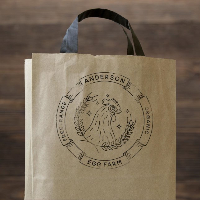 Rustic Egg Farm | Chicken & Wheat Business Logo Rubber Stamp (Creator Uploaded)