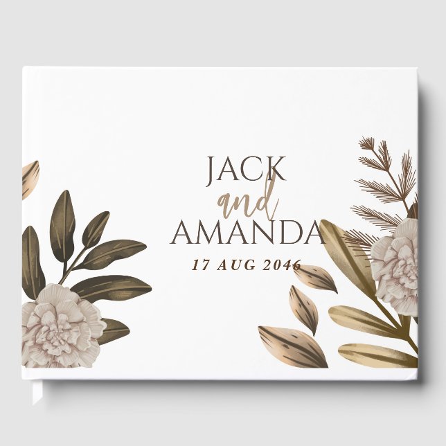 Rustic Elegance Chic Floral Wedding Guestbook (Front)