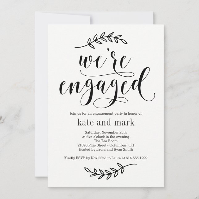 Rustic Elegance EDITABLE COLOR Engagement Party Invitation (Front)