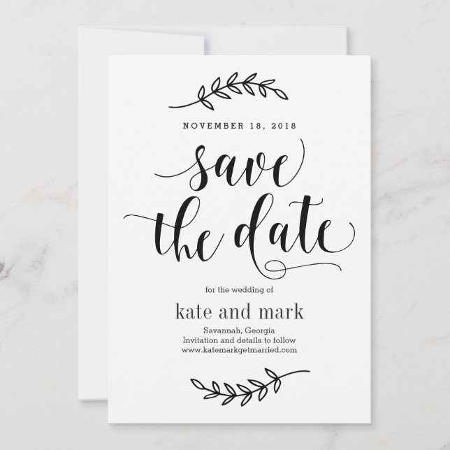 Rustic Elegance EDITABLE COLOR Save The Date Card (Front)