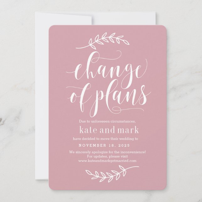 Rustic Elegance EDITABLE COLOR Wedding Update Card (Front)