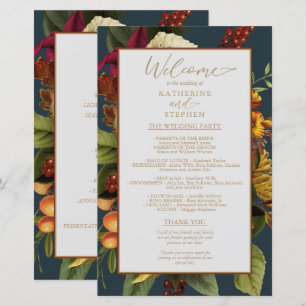 Rustic Elegance Floral Bouquet Wedding Program
