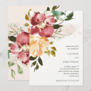 Rustic Elegance Floral Wedding Invitation