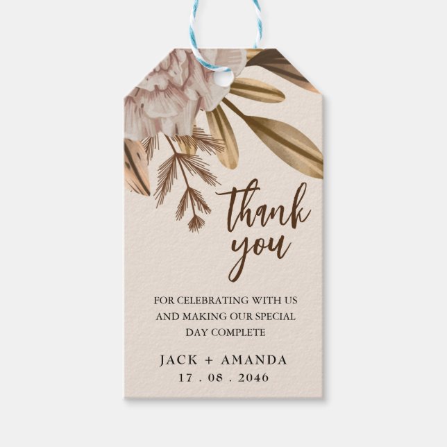 Rustic Elegance Flower wedding favour tags  (Front)