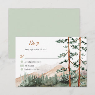 Rustic Elegance Mountains Forest Pine Spruce Trees RSVP Card