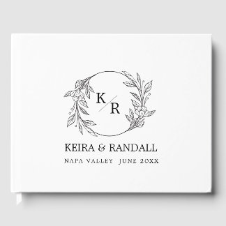 Rustic Elegance: Natural Floral and Typography Wed Guest Book