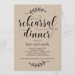 Rustic Elegance Rehearsal Dinner Invitation Kraft
