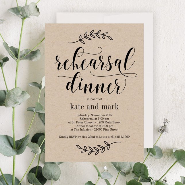 Rustic Elegance Rehearsal Dinner Invitation Kraft (Creator Uploaded)