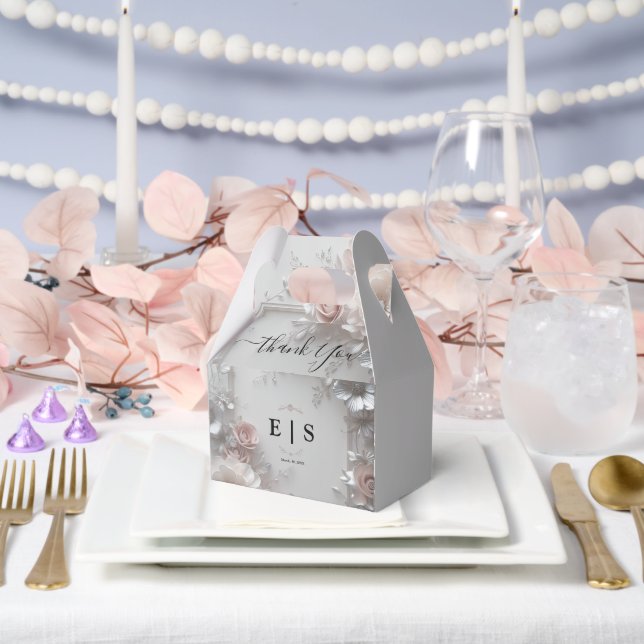 Rustic Elegant 3D Floral Wedding Favor Box (Wedding)