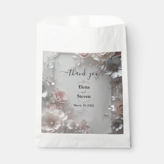 Rustic Elegant 3D Floral Wedding Favour Bag (Front)