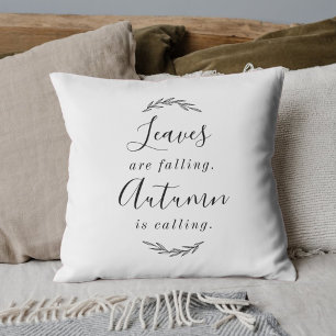 Rustic Elegant Autumn Calligraphy Throw Pillow