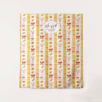 Rustic Elegant Autumn Monogram Photo Booth Wedding Tapestry