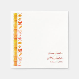Rustic Elegant Autumn Monogram Wedding Favour Napkin