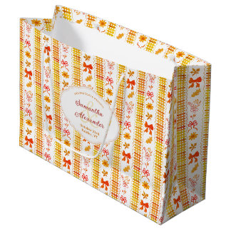 Rustic Elegant Autumn Monogram Wedding Guest Large Gift Bag