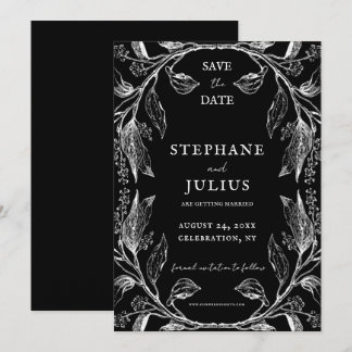 Rustic Elegant Black Floral Save the Date Invitation