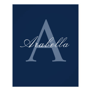 Rustic Elegant Blue Personalized Monogram Name Photo Print