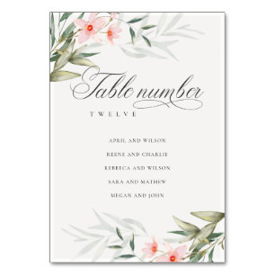 Rustic Elegant Blush Greenery Floral Wedding Name Table Number