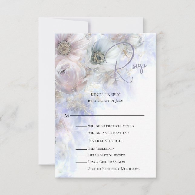 Rustic Elegant Bohemian Floral Gold Pampas  RSVP Card (Front)