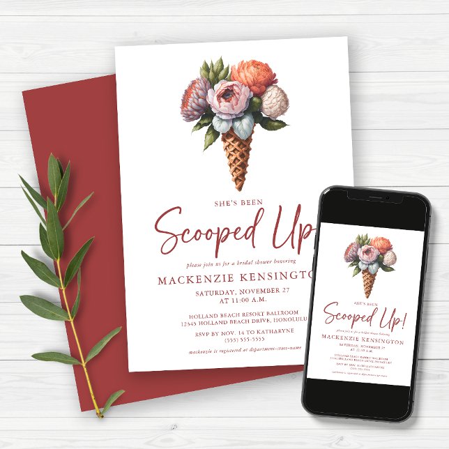 Rustic Elegant Boho Ice Cream Bridal Shower Invitation (Creator Uploaded)