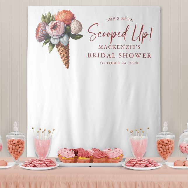 Rustic Elegant Boho Ice Cream Bridal Shower Tapestry (Rustic yet Elegant Boho Ice Cream Bridal Shower Photo Backdrop)