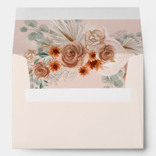 Rustic Elegant Boho Terracotta Pampas Wedding Envelope