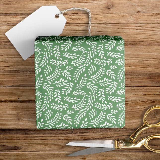 Rustic Elegant Botanical Leaves Sage Green Wrapping Paper (Creator Uploaded)