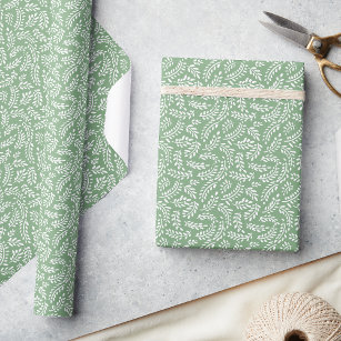Rustic Elegant Botanical Leaves Sage Green Wrapping Paper