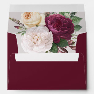 Rustic elegant Burgundy floral Envelope