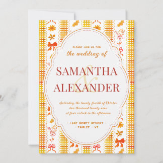 Rustic Elegant Burnt Orange Fall Monogram Wedding Invitation