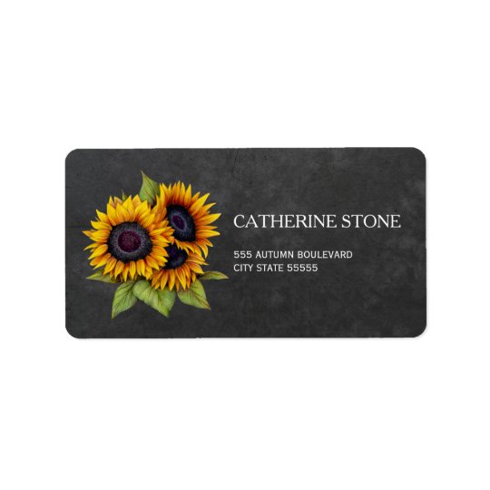 Rustic elegant chalkboard sunflowers address