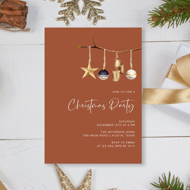 Rustic Elegant Christmas Party Invitation Template (Personalized Rustic Christmas Party Invitation Template)