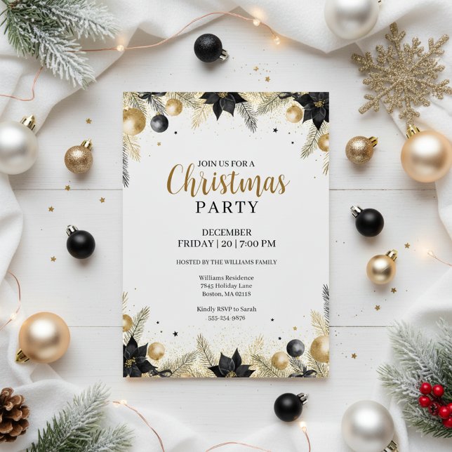 Rustic Elegant Christmas Wreath Invitation (Creator Uploaded)