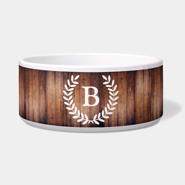 Rustic Elegant Dark Wood & Laurels | Monogram (Front)