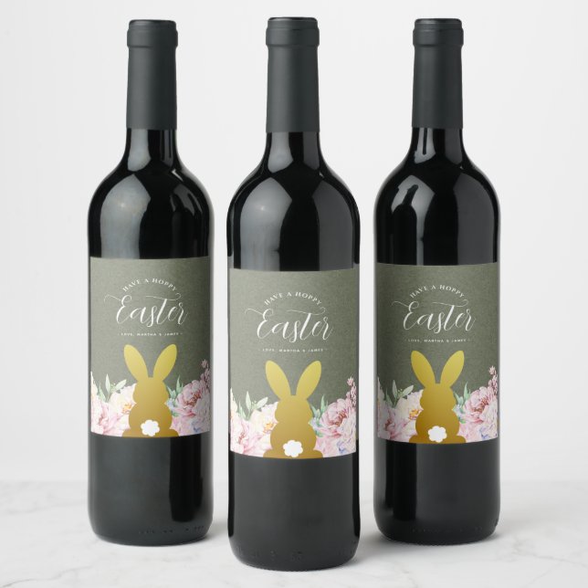 Rustic Elegant Easter Personalized Wine Label (Bottles)