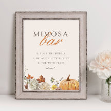 Rustic Elegant Fall Baby Shower Mimosa Bar Sign