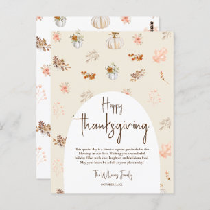 Rustic Elegant Fall Thanksgiving Greeting  Postcard
