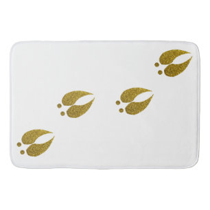 Rustic Elegant Faux Gold Glitter Deer Tracks Bath Mat