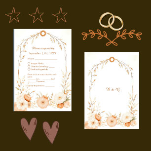 rustic Elegant Floral beige RSVP Card